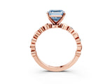 Rose gold Fancy Blue Asscher  Solitaire Bezel-Set Diamond Ring with Beaded Band and Four-Prong Setting_52
