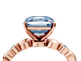 Rose gold Fancy Blue Asscher  Solitaire Bezel-Set Diamond Ring with Beaded Band and Four-Prong Setting_53