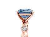 Rose gold Fancy Blue Asscher  Solitaire Bezel-Set Diamond Ring with Beaded Band and Four-Prong Setting_54