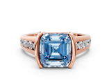 Rose gold Fancy Blue Asscher  Solitaire Bezel-Set Diamond Ring with Channel-Set Band_17