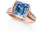Rose gold Fancy Blue Asscher  Solitaire Bezel-Set Diamond Ring with Channel-Set Band_18