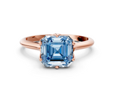 Rose gold Fancy Blue Asscher  Solitaire Cathedral Diamond Ring with Six-Prong Setting_16
