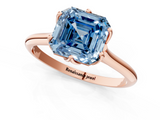 Rose gold Fancy Blue Asscher  Solitaire Cathedral Diamond Ring with Six-Prong Setting_17
