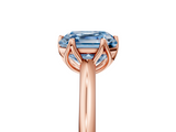Rose gold Fancy Blue Asscher  Solitaire Cathedral Diamond Ring with Six-Prong Setting_21