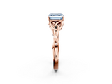 Rose gold Fancy Blue Asscher  Solitaire Celtic Knot Engagement Ring with Four-Prong Setting_69