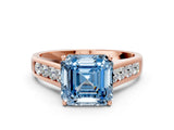 Rose gold Fancy Blue Asscher  Solitaire Channel-Set Diamond Engagement Ring with Four-Prong Setting_35