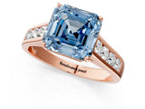 Rose gold Fancy Blue Asscher  Solitaire Channel-Set Diamond Engagement Ring with Four-Prong Setting_36