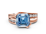 Rose gold Fancy Blue Asscher  Solitaire Channel-Set Split Shank Ring with Tension Prong Setting_3