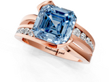 Rose gold Fancy Blue Asscher  Solitaire Channel-Set Split Shank Ring with Tension Prong Setting_4