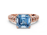 Rose gold Fancy Blue Asscher  Solitaire Chevron Pave Diamond Engagement Ring with Six-Prong Setting_3
