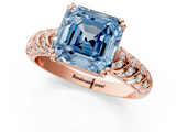 Rose gold Fancy Blue Asscher  Solitaire Chevron Pave Diamond Engagement Ring with Six-Prong Setting_4