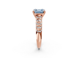 Rose gold Fancy Blue Asscher  Solitaire Chevron Pave Diamond Engagement Ring with Six-Prong Setting_5