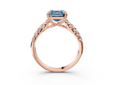 Rose gold Fancy Blue Asscher  Solitaire Chevron Pave Diamond Engagement Ring with Six-Prong Setting_6
