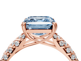 Rose gold Fancy Blue Asscher  Solitaire Chevron Pave Diamond Engagement Ring with Six-Prong Setting_7