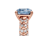 Rose gold Fancy Blue Asscher  Solitaire Chevron Pave Diamond Engagement Ring with Six-Prong Setting_8