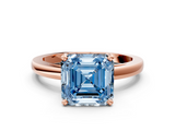 Rose gold Fancy Blue Asscher  Solitaire Diamond Engagement Ring with Four-Prong Setting on a Classic Band_20