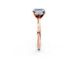 Rose gold Fancy Blue Asscher  Solitaire Diamond Engagement Ring with Four-Prong Setting on a Classic Band_22