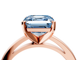 Rose gold Fancy Blue Asscher  Solitaire Diamond Engagement Ring with Four-Prong Setting on a Classic Band_24
