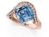 Rose gold Fancy Blue Asscher  Solitaire Diamond Engagement Ring with Pave Band and Four-Prong Setting 1