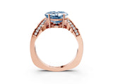 Rose gold Fancy Blue Asscher  Solitaire Diamond Engagement Ring with Pave Band and Four-Prong Setting 3