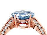 Rose gold Fancy Blue Asscher  Solitaire Diamond Engagement Ring with Pave Band and Four-Prong Setting 4
