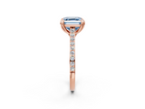 Rose gold Fancy Blue Asscher  Solitaire Diamond Engagement Ring with Pave Band and Six-Prong Setting_2