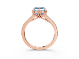 Rose gold Fancy Blue Asscher  Solitaire Diamond Engagement Ring with Pave Band and Six-Prong Setting_3