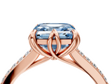 Rose gold Fancy Blue Asscher  Solitaire Diamond Engagement Ring with Pave Band and Six-Prong Setting_4