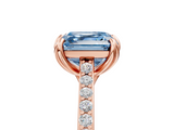 Rose gold Fancy Blue Asscher  Solitaire Diamond Engagement Ring with Pave Band and Six-Prong Setting_5