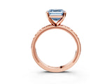 Rose gold Fancy Blue Asscher  Solitaire Diamond Engagement Ring with XO Engraved Band and Four-Prong Setting 4