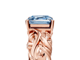 Rose gold Fancy Blue Asscher  Solitaire Diamond Leaf Vine Band with Prong Setting_22