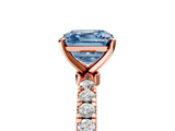 Rose gold Fancy Blue Asscher  Solitaire Diamond Pavé Band with Four-Prong Setting_5