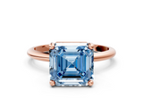Rose gold Fancy Blue Asscher  Solitaire Diamond Ring with 4-Prong Setting on a Classic Band_3