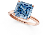 Rose gold Fancy Blue Asscher  Solitaire Diamond Ring with 4-Prong Setting on a Classic Band_4