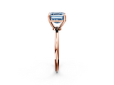 Rose gold Fancy Blue Asscher  Solitaire Diamond Ring with 4-Prong Setting on a Classic Band_5