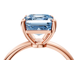 Rose gold Fancy Blue Asscher  Solitaire Diamond Ring with 4-Prong Setting on a Classic Band_7