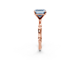 Rose gold Fancy Blue Asscher  Solitaire Diamond Ring with Bamboo Band and Four-Prong Setting_18