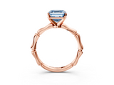 Rose gold Fancy Blue Asscher  Solitaire Diamond Ring with Bamboo Band and Four-Prong Setting_19