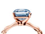Rose gold Fancy Blue Asscher  Solitaire Diamond Ring with Bamboo Band and Four-Prong Setting_20
