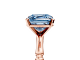 Rose gold Fancy Blue Asscher  Solitaire Diamond Ring with Bamboo Band and Four-Prong Setting_21