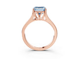 Rose gold Fancy Blue Asscher  Solitaire Diamond Ring with Cathedral Band and Four-Prong Setting_86