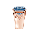Rose gold Fancy Blue Asscher  Solitaire Diamond Ring with Cathedral Band and Four-Prong Setting_88