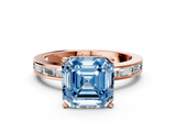 Rose gold Fancy Blue Asscher  Solitaire Diamond Ring with Channel-Set Baguette Band and Four-Prong Setting_17