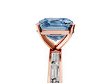 Rose gold Fancy Blue Asscher  Solitaire Diamond Ring with Channel-Set Baguette Band and Four-Prong Setting_22