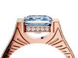 Rose gold Fancy Blue Asscher  Solitaire Diamond Ring with Channel Set Band and Bezel Prong Setting_65