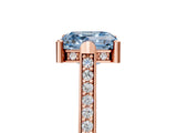 Rose gold Fancy Blue Asscher  Solitaire Diamond Ring with Channel Set Band and Bezel Prong Setting_66