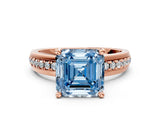 Rose gold Fancy Blue Asscher  Solitaire Diamond Ring with Channel Set Band and Six-Prong Setting_47