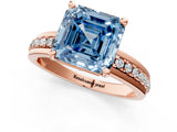 Rose gold Fancy Blue Asscher  Solitaire Diamond Ring with Channel Set Band and Six-Prong Setting_48