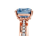 Rose gold Fancy Blue Asscher  Solitaire Diamond Ring with Channel Set Band and Six-Prong Setting_52