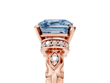Rose gold Fancy Blue Asscher  Solitaire Diamond Ring with Filigree Band and Four-Prong Setting_5